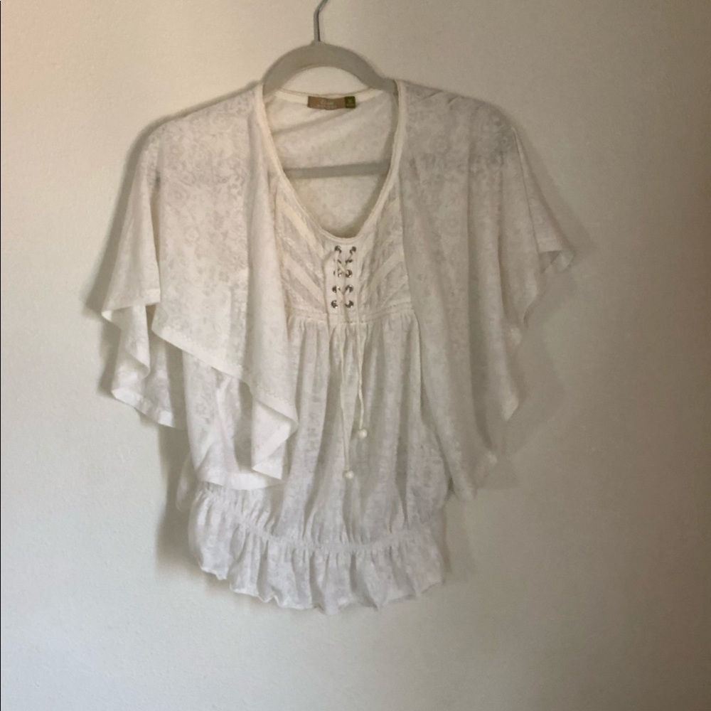 White Peasant Top with Loose Sleeves